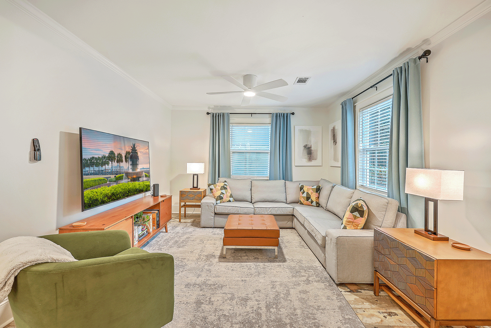 Photo of a Cottage living room with furniture and television for CorpComfort