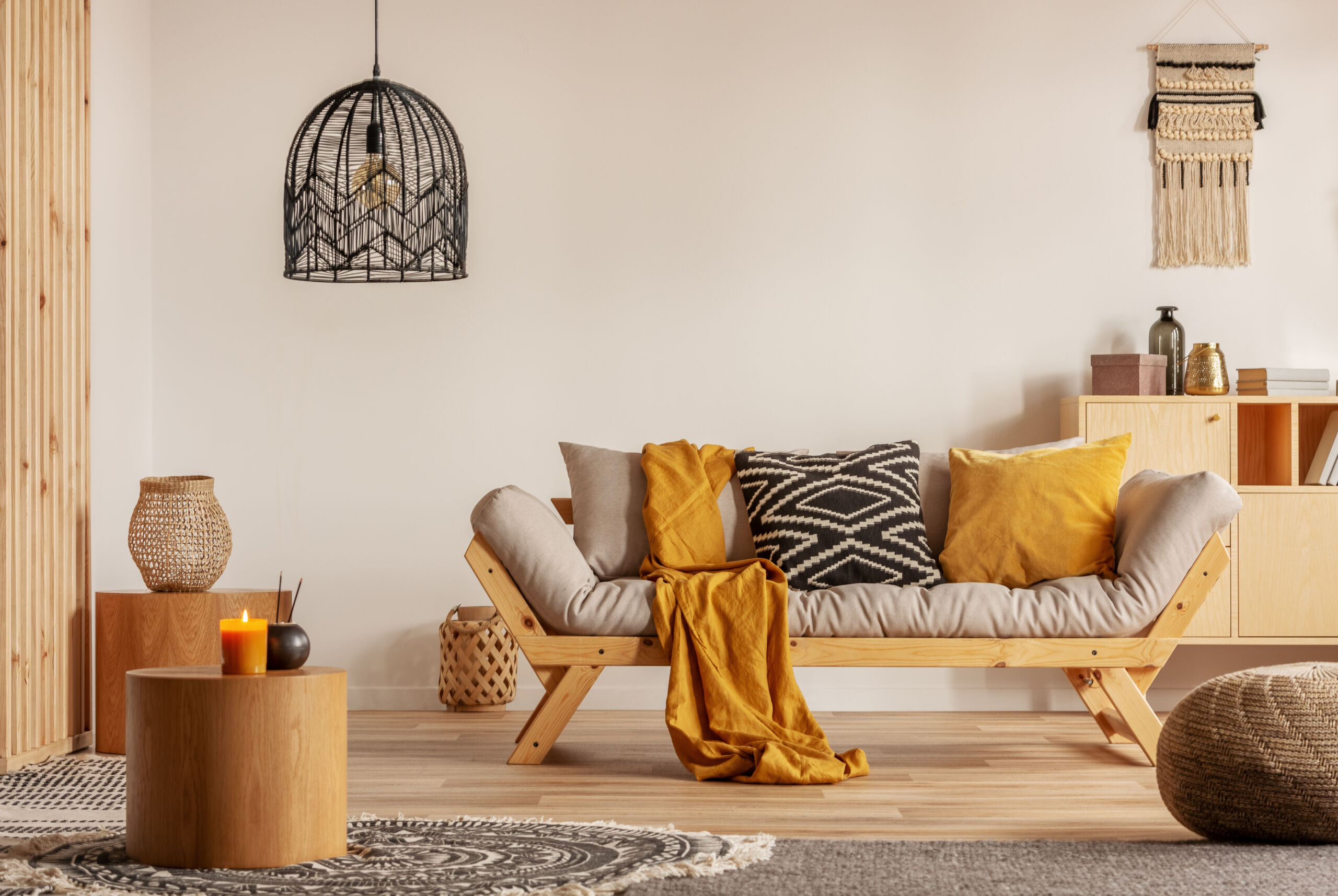 Image of a piece of furniture with decorations in a room